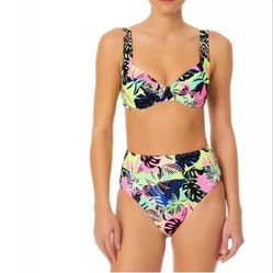 No Boundaries Juniors' Tricot Print Underwire Bikini 