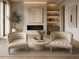 ✨ Set of 2 Baxton Studio Tufted Accent Chairs – Luxury Designer Style ✨Delivery Available