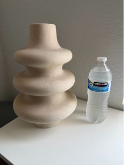 Large Beige Textured Decorative Vase | Modern Statement Decor