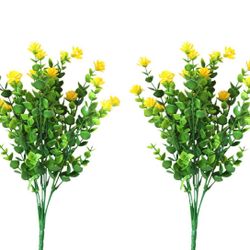 New 2Pcs Artificial Eucalyptus Flowers Plastic Milan Grass Eucalyptus Leaves Branches DIY Greenery Leaves Plant for Home Office Wedding Garden Decorat