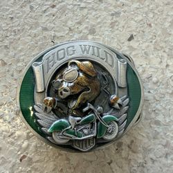 BERGAMOT Belt Buckle Hog Wild Motorcycle Pig Biker Multi-Color Oval 1994