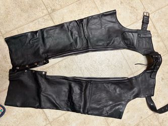 Black Leather Motorcycle Chaps