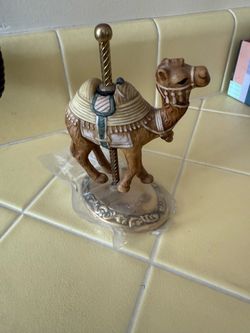 Carousel Camel Figurine with Gold Pole