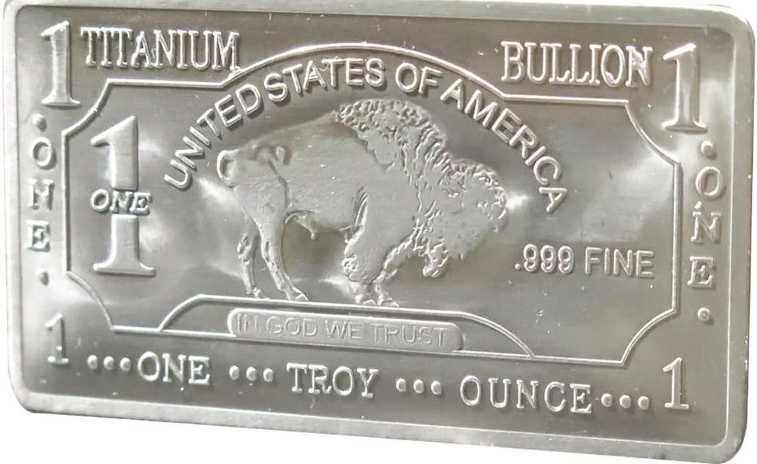 Titanium Bar  - 1 oz One Troy Ounce .999 Pure Bullion Bar 