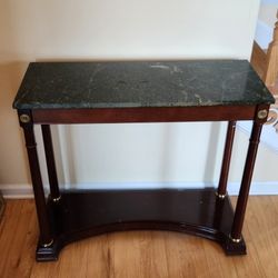 Marble Top Cherry Wood Sofa Table