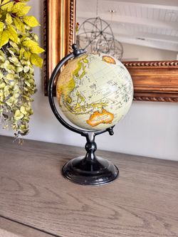 Decorative Desktop World Globe on Black Stand