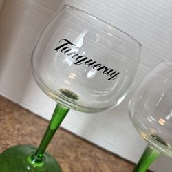 Tanqueray Gin Cocktail  Copa Glass Green Stem Set of 2