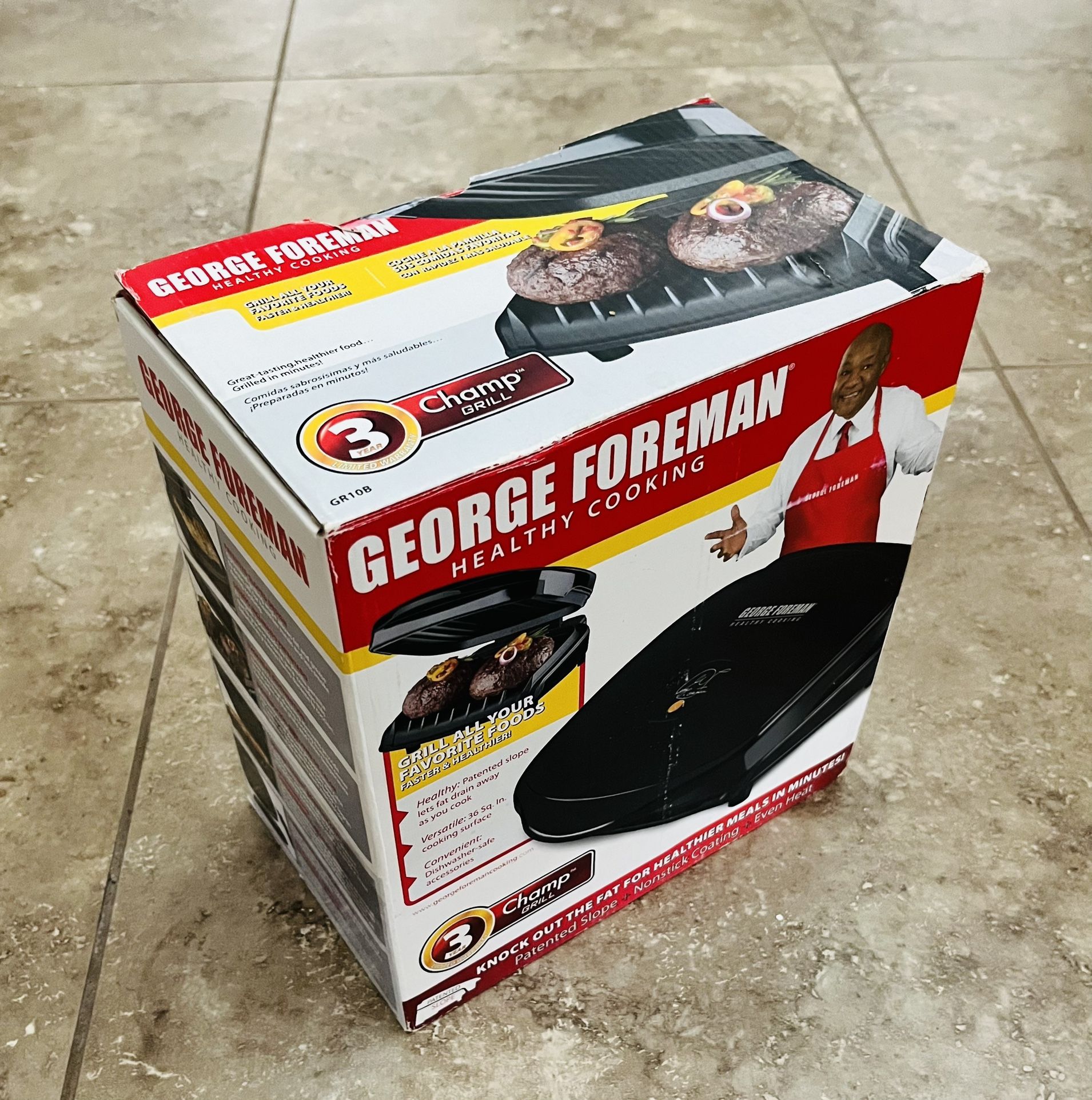 George Foreman Electric 2 Serving Champ Grill, Model GR10B, Black