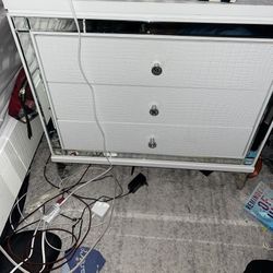 White Mirrored Night Stand 