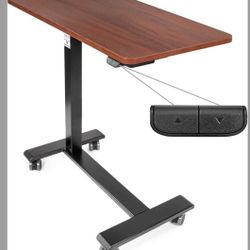 Vaunn Medical Electric Overbed Table Bedside Height Adjustable Table with Wheels