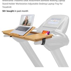 Brand New Open Box Nnewvante Treadmill Desk Attachment Bamboo Walking Laptop Stand Holder Workstation Adjustable Desktop Laptop Tray for Treadmill