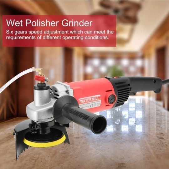 Granite Diamond Polishing Pads Wet Polisher - 1400W Variable Speed Stone Polisher for Marble, Concrete, Buffing, Grinding, 6 Gears Grinder Kit
