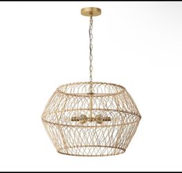 Aiwen 6-Light Gold Rattan Metal Chandelier