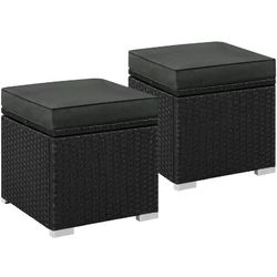 2pcs Outdoor with Hidden Storage Wicker Ottomans