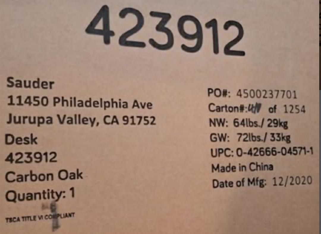 Sauder Carbon Oak 48 in. Rectangular Desk