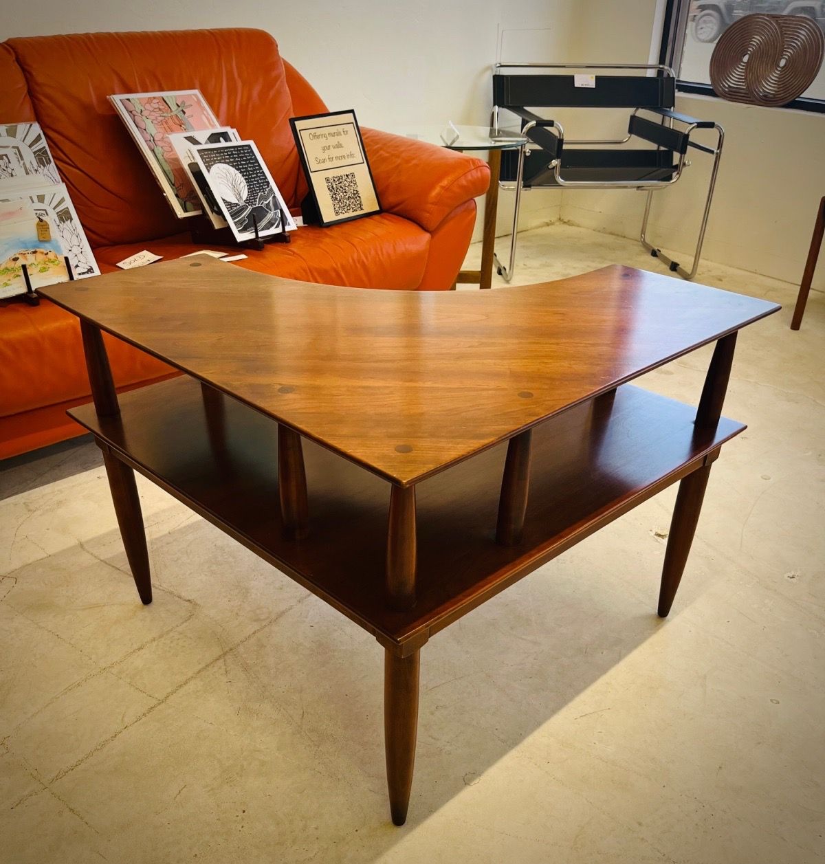 Mid-Century Modern MCM Willett Cherry Wood Step Table