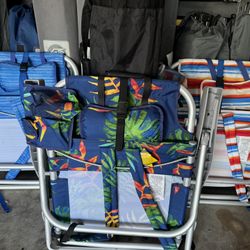 Tommy Bahama Backpack Cooler Chair with Storage Pouch and Towel Bar