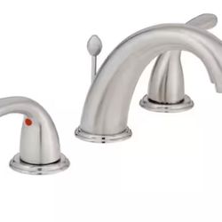 Open Box Glacier Bay Builders 8" Widespread Double-Handle High-Arc Bathroom Faucet Nickel