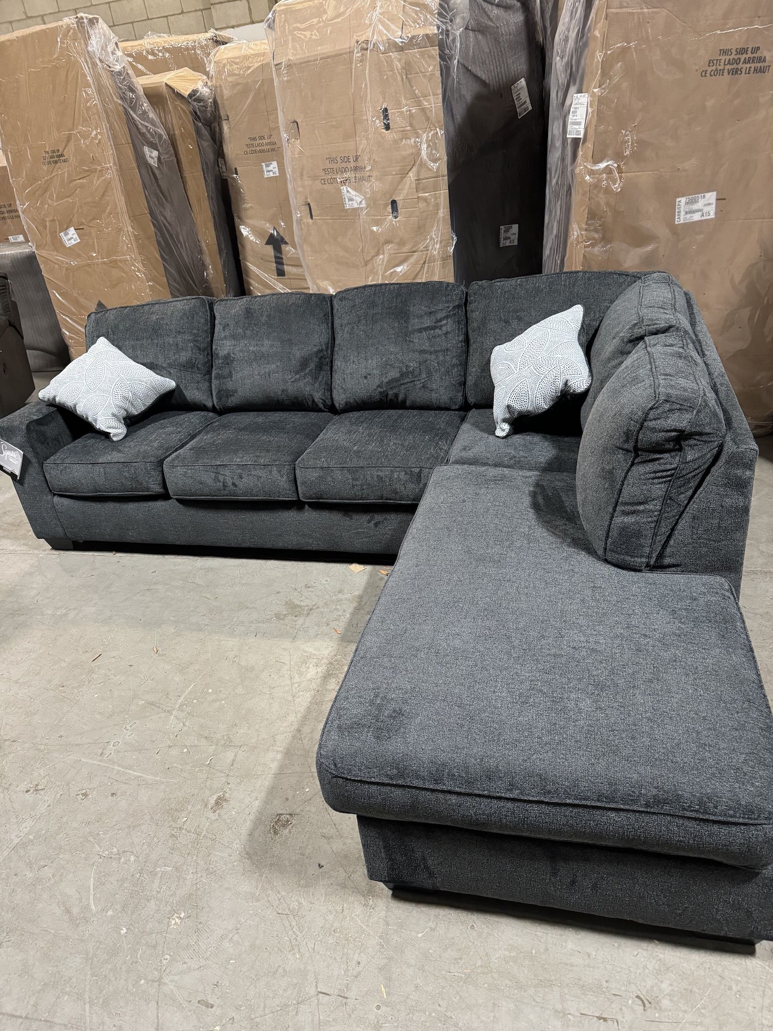 New Large Dark Gray Sectional Sofa. Can Deliver