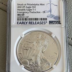 NGC Heraldic Eagle T-1 2021 American .999 Silver Eagle 1 Troy Ounce Coin