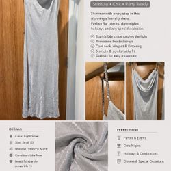 ✨ Sparkly Silver Slip Dress | Party & Special Occasion ✨