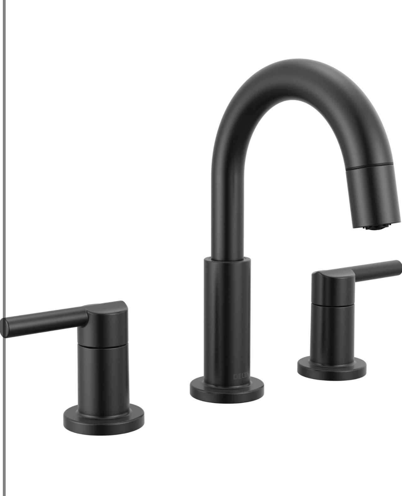 Delta Faucet Nicoli Pull-Down Widespread Bathroom Faucet, Matte Black Bathroom Sink Faucet, Bathroom Faucet with Pull Out Sprayer, 3-Hole Bathroom Fau