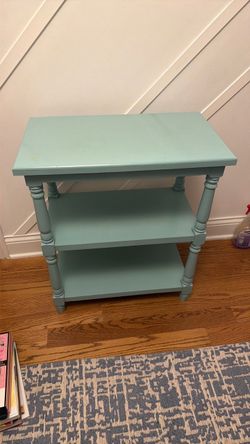 Teal Wood 3-Tier Side Table