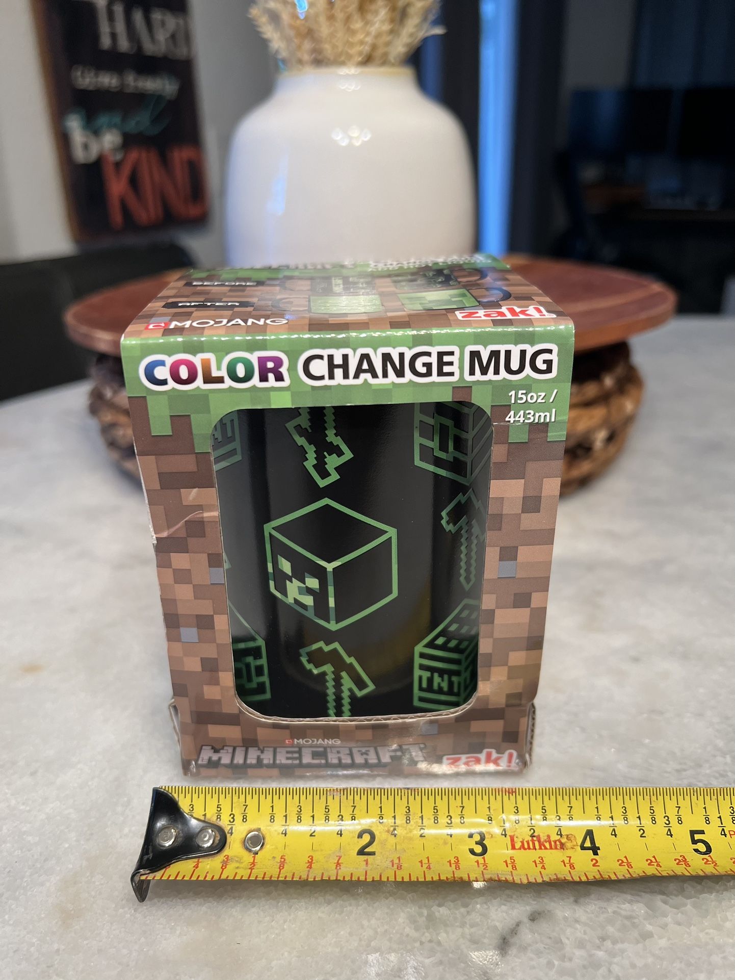 Zak Designs Minecraft Color Change Coffee Tea Mug 15 Oz. Black/Green - NIB!