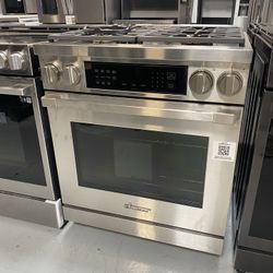 Silver Stainless Steel Dual Fuel Pro Range 
