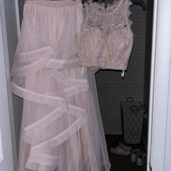 Light Pink 2 Piece Prom Dress 