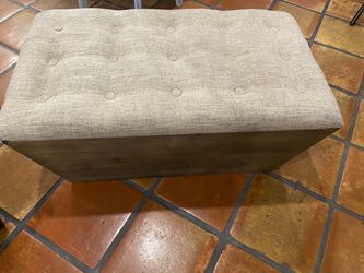 Storage Ottoman Bench with Tufted Cushion – Beige & Dark Brown