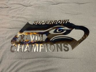 Seahawk XLVIII champion metal art.