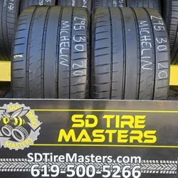 2 USED TIRES 295/30ZR20 MICHELIN PILOT SPORT 4S w/90% Thread  Both Installed and Balanced $160 ($80 each) 