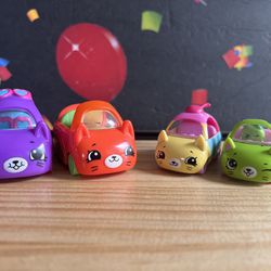 SHOPKINS CARS!!  4 TOTAL!! Large Ones Are Plastic, Smaller Ones Are Diecast