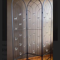 3 PANEL ROOM DIVIDER-CATHEDRAL STYLE WITH CANDEL HOLDERS 