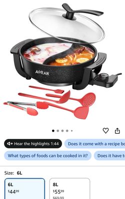6L Electric Hot Pot includes cooking utensils