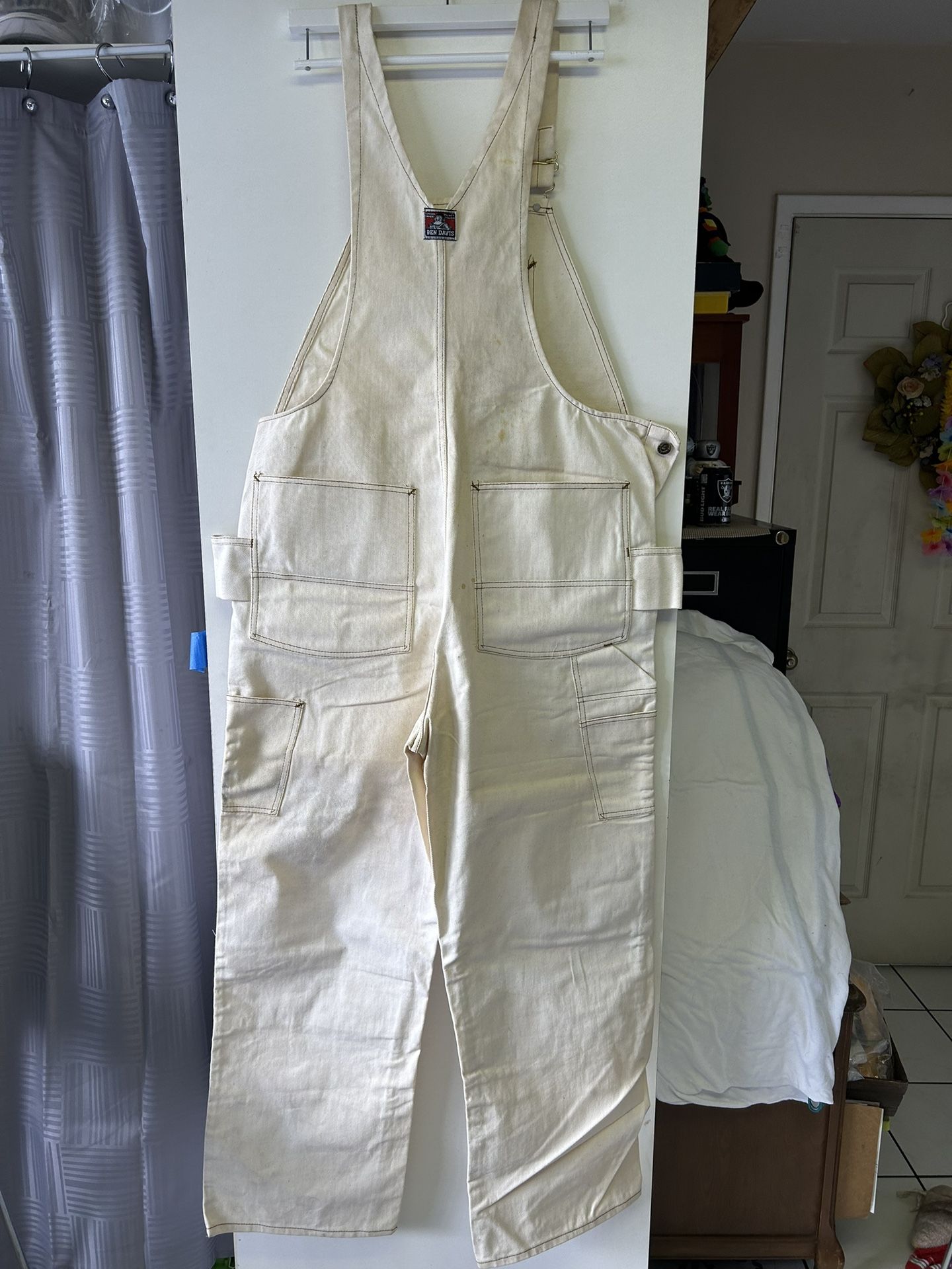 Vtg Ben Davis Painters Overalls 60s 70s White. made in usa ! NOS BEN DAVIS Painter's Overalls ホワイト