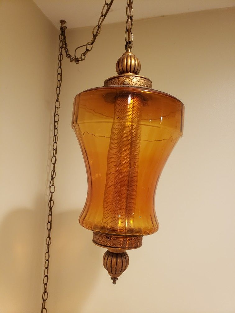 Staggeringly Beautiful Vintage Orange/Amber Swag LAMP