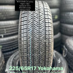 FOUR GOOD USED TIRES 225/65/17 YOKOHAMA  95%TREAD LIFE $300 PRICE INCLUDE INSTALLATION AND BALANCED