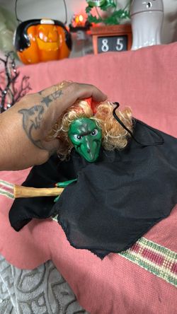 Vintage Halloween Witch hanging Puppet deco