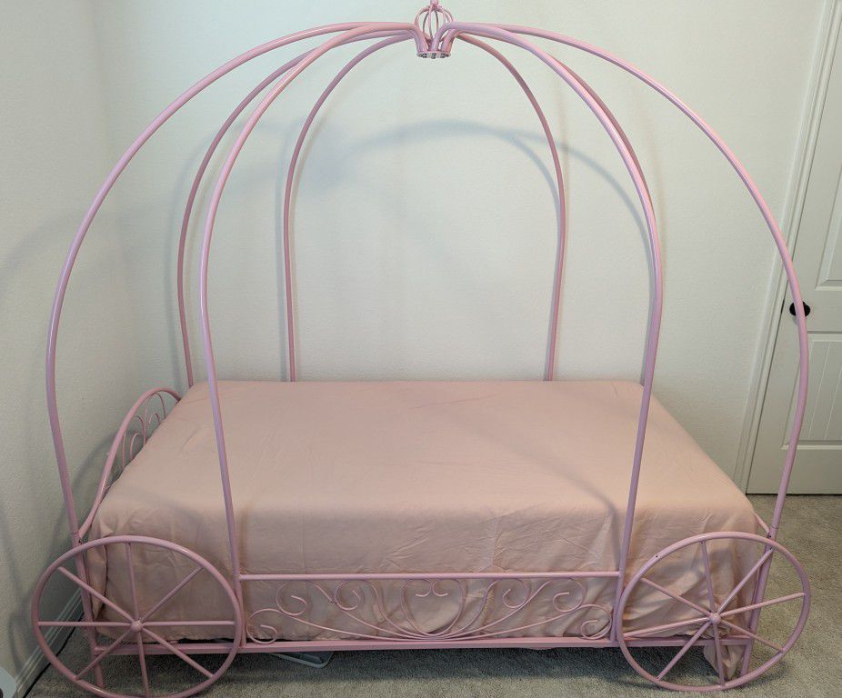Princess Pink Twin Carriage Bed $200