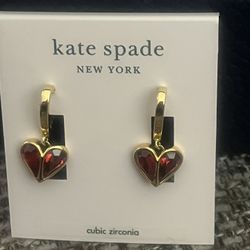 NWT Kate Spade Ruby Heart Dangle Earrings