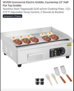 VEVOR Commercial Electric Griddle (22" Countertop Half Flat Top)
