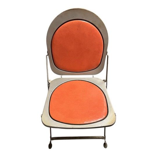VINTAGE 1940'S INDUSTRIAL ART DECO BTC HOSTESS LEATHERETTE FOLDING CHAIRS