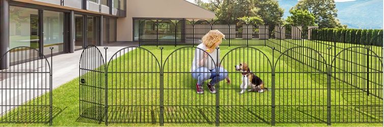 Tall Garden Fence Animal Barrier with Gate,32 in(H) 24 Panels Dog Fence Outdoor for Yard,Total 52.5 Ft Garden Fencing, No Dig Fences for Dogs and Rabb