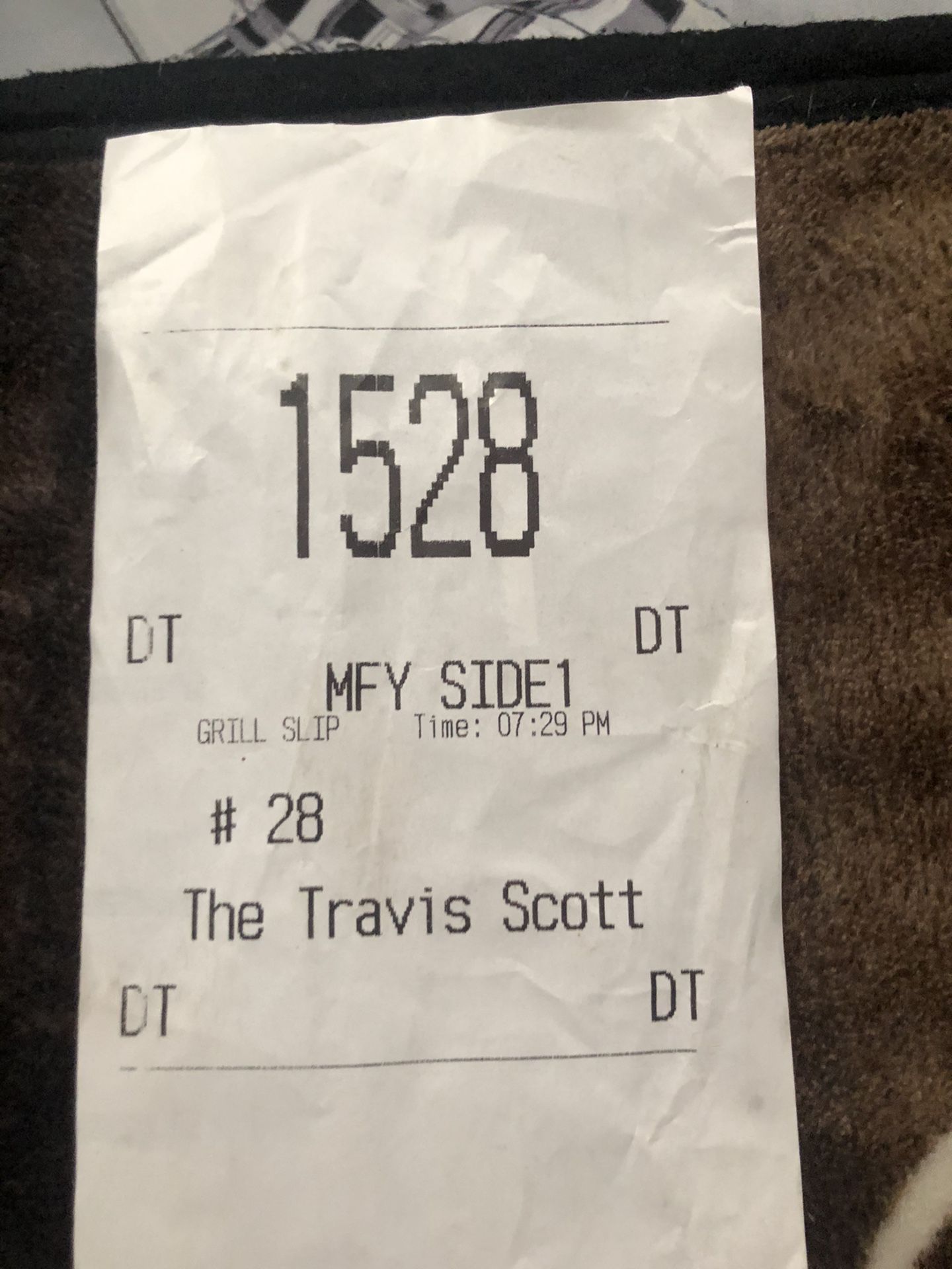 Travis Scott McDonalds meal ticket