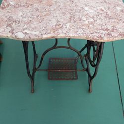 Old Foot Pedal Sewing Machine With Marble Top$100  Or Small Wood Dresser $100 Or Both For $150