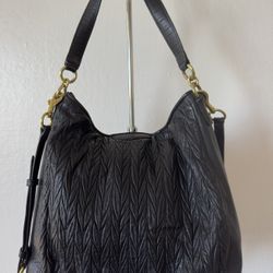 COACH Madison Black Gathered Twist Leather