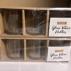 Set Of 6 Glass Votive Holders New In Box 