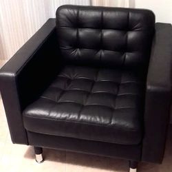 Ikea Morabo Black Leather Amrchair Like New Condition 
